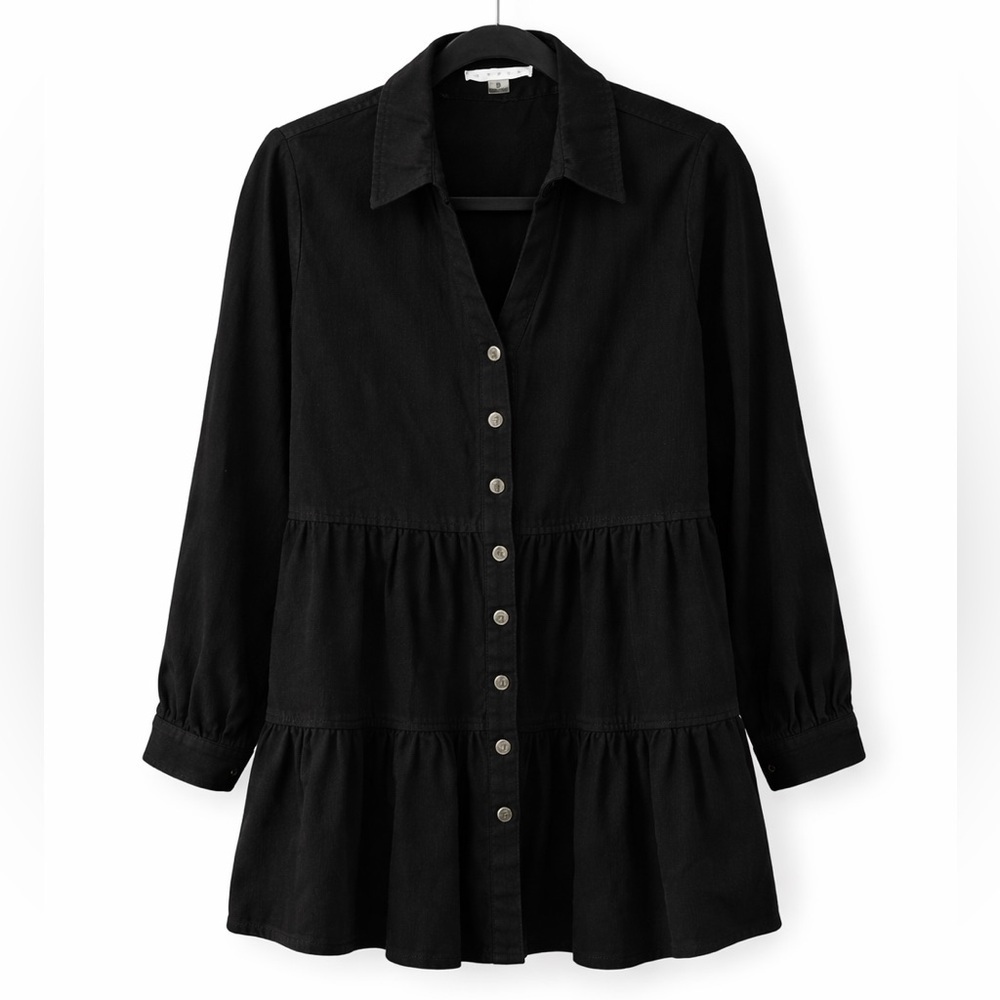 HYFVE Small Classic Black Jean tiered button down Jean jacket 100% cotton